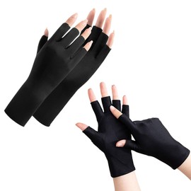 Umeloeo Women's UV Protection Gloves, UPF 50+, Cooling Sensation, Mesh Ventilation Design, Sun Protection Gloves, Thin, For Work or School Commutes, Bicycle, Driving, 2 Fingers, Touch Panel