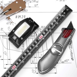 HAUTMEC 3 Pcs Tool Set, Tool Gift Kit for Men, Women Or Christmas Gift Set with Tape Measure, Headlamp and Utility Knife HT0266-GS