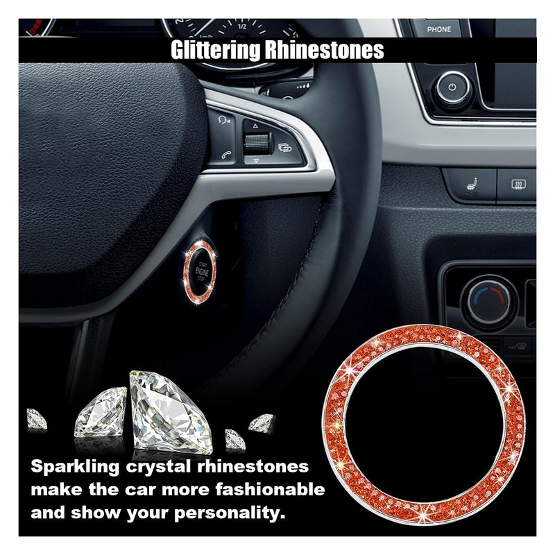 GLSOWEE Car Bling Crystal Rhinestone Engine Start Decoration Ring, Ring