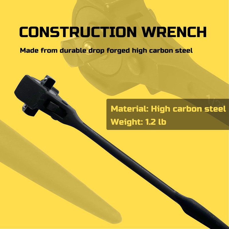 Lichamp 12.4" Spud Ratchet Wrench, 3/8" x 1/2" Dual Drive