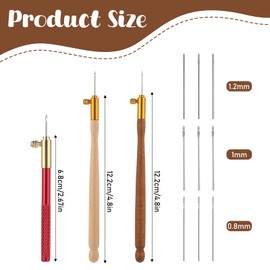 3 Pcs Tambour Hooks Kit Tambour Embroidery Kit Embroidery Crochet Hook Wood Handle French Drum Hooks with 9 Needles Tambour Hook Latch Beaded Needle for Embroidery Sequin Beading Knitting DIY Sewing