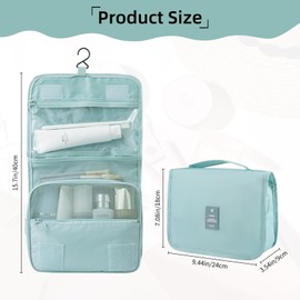 Motroce Foldable Hanging Travel Toiletry Bag,Waterproof Portable Travel Bags, Multifunction Travel Makeup Cosmetic Bag Organizer with Hanging Hook (Light Blue)