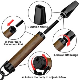 Flavored Air Anxiety Breathing Necklace, Calm Down Stress Relief Breathing Device for Meditation, Flat-mouthed Wooden Jewelry Gift for Women Men