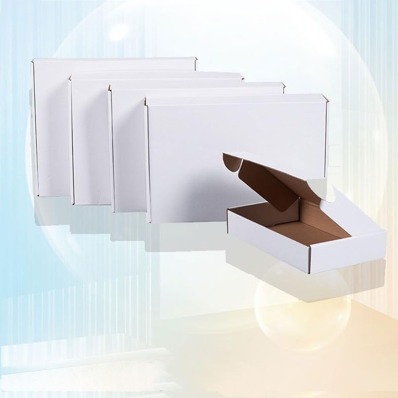 Livejun 8x6x3 inch Shipping Boxes Set of 25,White Corrugated Cardboard