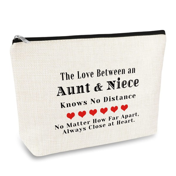 Aunt and Niece Gift Makeup Bag Aunt Gifts from Niece Cosmetic Bag Niece Birthday Graduation Gifts Thanksgiving Christmas Xmas Gifts for Aunt Niece Long Distance Relationship Gifts Travel Makeup Pouch