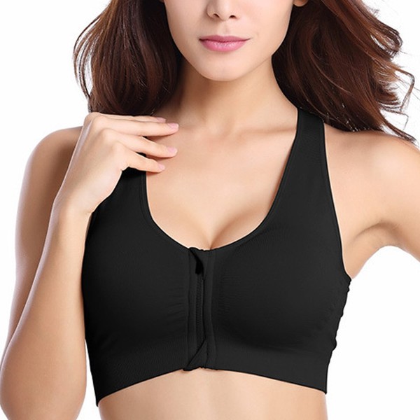 LETHMIK Women's Wireless Seamless Sports Bra with Removable Pads Black-S