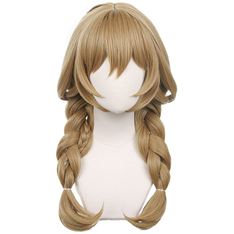 Brow Double Braid Long Cosplay Wig with Bangs Heat Resistant