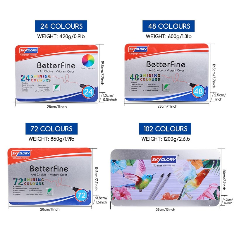SKYGLORY Fineliner Colour Pens Set, Fine Tip Markers for Adult