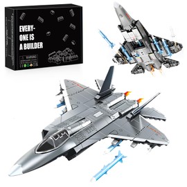 HIGH GODO F-35 Fighter Jet Lightning II Aircraft Clamping Blocks Model, Model Building 1:40 Fighter, 621 Pieces, 40 cm Long, ww2 Fighter Plane Building Blocks Set, Birthday from 6 Years Boys or Adults