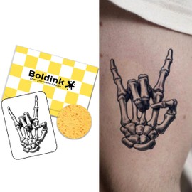 Boldink Temporary Tattoos, semi permanent tattoos, 15-day long lasting tattoo sticker, waterproof and anti-reflective, unique design（Skull Palm）