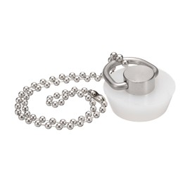 uxcell Drain Stoppers, Silicone Bathtub Stopper Sink Plugs Caps with Hanging Ring and 15" Bead Chains for Bathtub Kitchen Bathroom (White - 0.98" to 1.1")