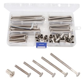 cSeao 50pcs M6 Allen Screws Joint Connecting Bolts Dowel Nuts Assortment Kit, 40/50/60/70/80mm, Carbon Steel, Nickel Plated