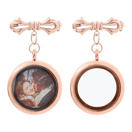 SUPERFINDINGS 2Pcs Bowknot Bouquet Photo Locket Charms Alloy Bridal Brooches Rose Gold Bow Tie Wedding Memorial Brooches Pins Alloy Glass Photo Frame Sweater Shawl Clip for Bridal Decorations