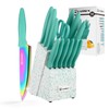Kitchen Knife Set with Block, 14 Piece Rainbow Titanium Coated