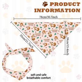 arricraft 1 Pc Pet Dog Bandana, Cotton Triangle Pet's Bandana Squirrel Patrol Washable Scarf Bibs Animal Foot Printed Pet Accessories Chief for Large Dogs and Pets 55x55x78cm