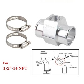VEHITO 38mm Joint Pipe Radiator Hose Adapter for 1/2"-14NPT Water Temp Gauge Sensor
