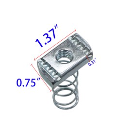 Strut Channel Nuts, 3/8-16 Spring Channel Nuts with Zinc Electroplate Finish, Long Spring Nuts Great for Use with Strut Channel (10 Pack)