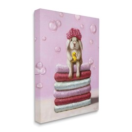 Stupell Industries Cute Baby Rabbit on Bath Towels Soap Bubbles, Design by Lucia Heffernan
