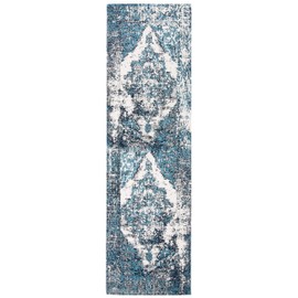 SAFAVIEH Classic Vintage Collection Runner Rug - 2'3" x 8', Blue & Ivory, Medallion Distressed Design, Non-Shedding & Easy Care, Ideal for High Traffic Areas in Living Room, Bedroom (CLV703M)