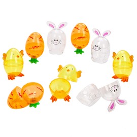 JOYIN 12 Pcs Easter Eggs Shell Bunny Shaped Novelty Themed Characters for Easter Egg Hunt, Basket Stuffers Filler, Fillable Shells, Classroom Prize Supplies, Party Favor