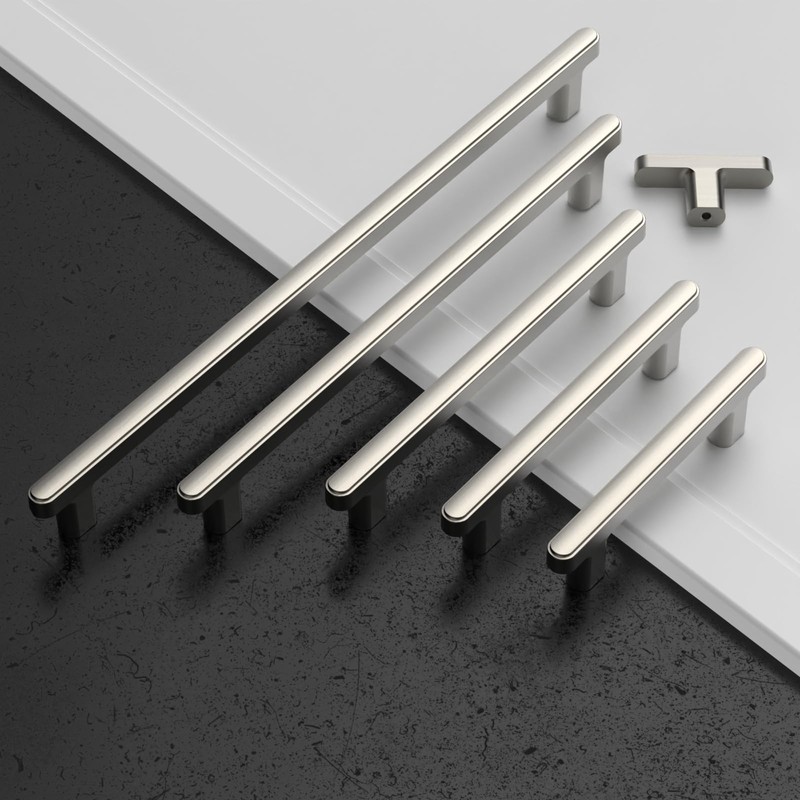 Amerdeco 10 Pack Brushed Satin Nickel Cabinet Pulls 3 Inch(76mm)
