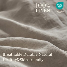 Simple&Opulence 100% French Linen Pillowcase Queen Size Set of 2, Pure Flax Pillow Covers with Embroidered, Solid Color Pillow Cases with Overlap Closure -Soft and Durable (20" X 26", Light Grey)