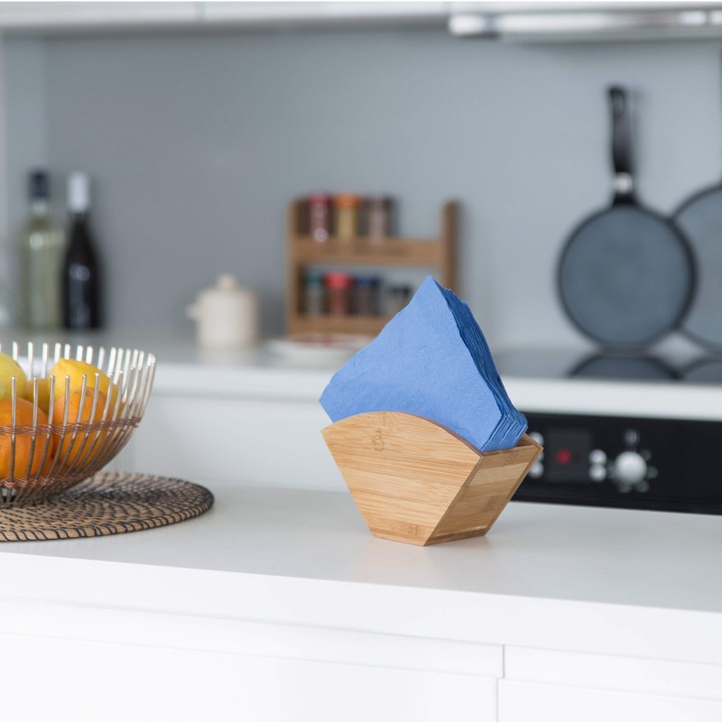 Relaxdays Wooden Napkin Holder, Bamboo Coffee Filter Dispenser, Napkin Stand,