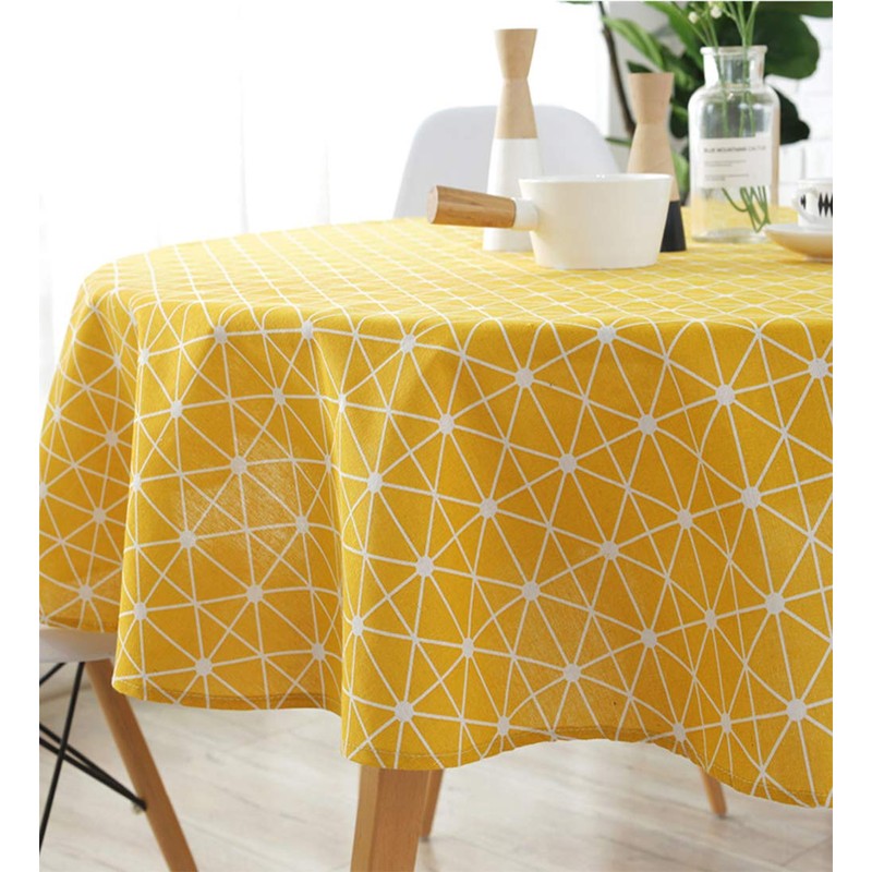 meioro Table Cloth, Round Tablecloth, Cotton Linen Table Cover, Simple