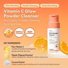 Hanskin Vitamin C Glow Powder Cleanser, Papaya Enzyme Powder Face Wash. Exfoliating and Refreshing 70ml#