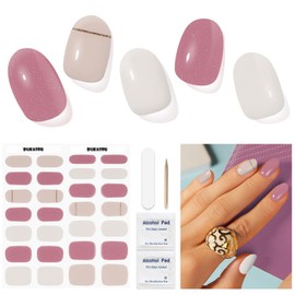 Semi Cured Gel Nail Strips, 28 pcs Gel Nail Stickers Full Nail Wraps,Gel Nail Strips Work with Any UV Lamp,Long Lasting Salon Quality,Easy to Apply Nail Wraps