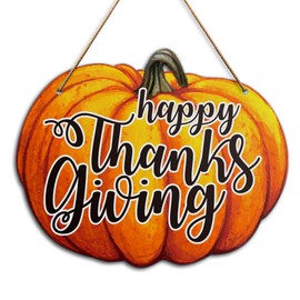 Thanksgiving Pumpkin Wall Decor Sign, Happy Thanksgiving, Fall Pumpkin Welcome Home Sign for Front Door Porch Decorations Autumn Farmhouse Thanksgiving Party Wood Hanging Wall Decor Sign Plaque