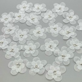 Two Layer Nail Diamond Nail Pearl Plum Blossom Petal Flower Women's Clothing/Knitted Shoes and Hats Decorative Accessories Thin Sha Cloth Stickers (White)