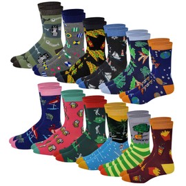 Different Touch Men Colorful Fashion Design Dress socks 10-13 (12 Pairs Assorted Funky Design)