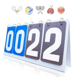 Honicemar Waterproof Folding Sports Scoreboard Portable Flip 4-Digit Scoreboard for Score Counters Sports Competitions Football Basketball Tennis Rugby Table Tennis Badminton and More, Blue and Grey