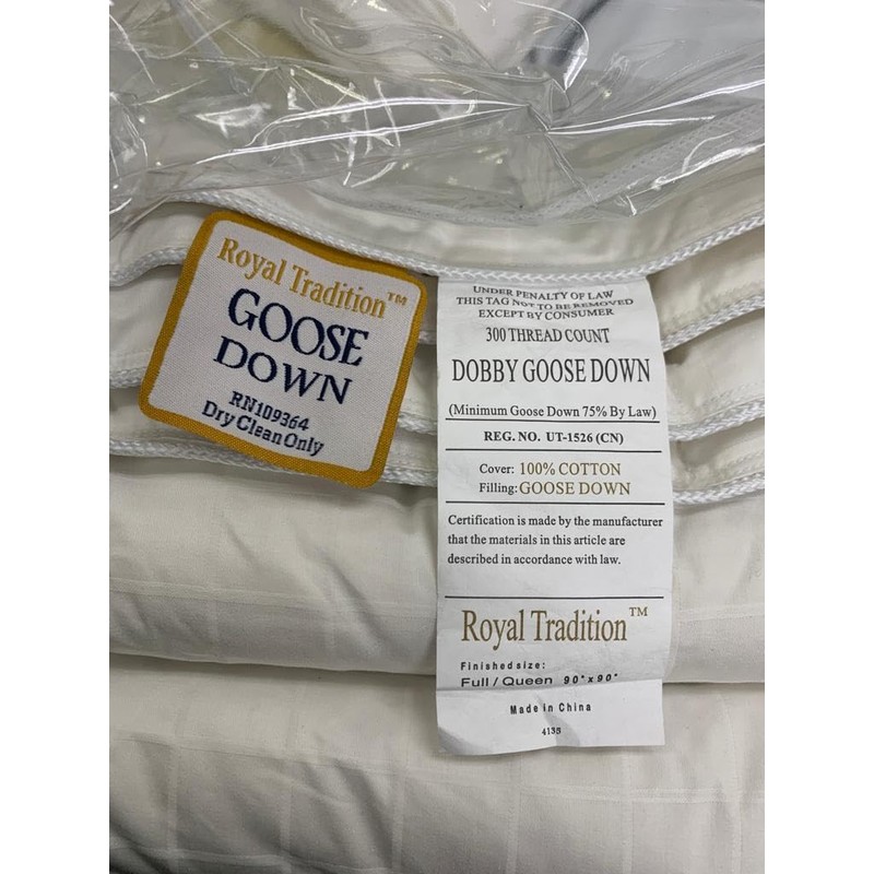 Royal Tradition Goose Down Comforter Medium Weight/Warmth (Queen Size) 100-Percent