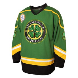 3 Ross The BOSS Rhea Hockey Jersey for Men,ST John's Shamrocks Stitched with EMHL Patch White Green Black (3 Green，X-Large)
