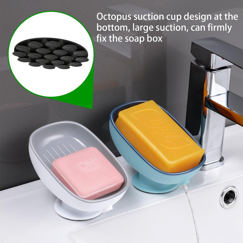 Desuibao Self Draining Soap Dish for Bathroom Sink Shower Suction