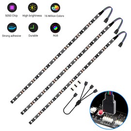 LED RGB PC Light Strip 3PCs 19.7in RGB LED Strip for 12V 4-Pin RGB LED headers for ASUS Aura Sync, Gigabyte RGB Fusion, MSI Mystic Light, ASRock RGB