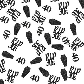 100 Coriandoli per compleanno 40 anni, RIP 30s, coriandoli da tavolo, nero glitterato, Death to My Thirties, decorazione per festa da donna, uomo (nero - 40 anni)