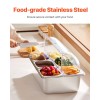 Stainless Steel 6 Pan Countertop Food Serving Tray With Clear