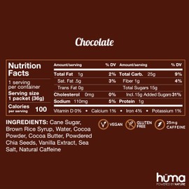 HMA CHIA ENERGY GEL Huma Chia Energy Gel, Chocolate, 12 Gels, 1x Caffeine - Premier Sports Nutrition for Endurance Exercise