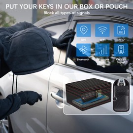 SunnyOcean Faraday Box and Faraday Pouch 2 Pack, Keyless Car Key Signal Blocker, Key Fob Protection Pouch, Carbon Fiber RFID Blocking Cage, Anti-Theft, Anti-Scanning, Anti-Tracking (Large Size)