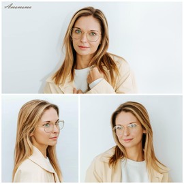 3-Pack Retro Square Reading Glasses for Men Women Classic Blue Light Blocking Computer Readers Metal Frame AM6123 Mix (+1.75 Magnification Strength)