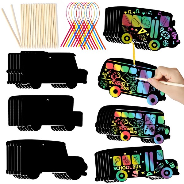 HOWAF 36 PCS School Bus Scratch Cards Gift, First Day