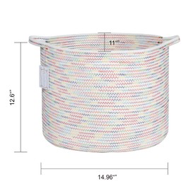 GEBADOL Laundry Basket,Woven Basket,Round Cotton Rope Shelf Basket, Storage of Dirty Clothes,Toys or Blankets in Bathroom,Baby Room and Living Room (White)