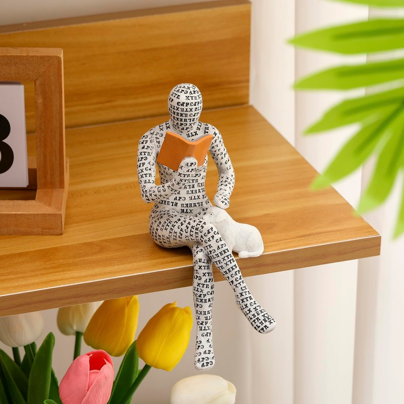 Home Decor Thinker Statue Pulp Reading Women Aesthetic Bookworms Abstract