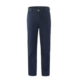 Bienzoe Boys School Uniform Pants: Adjustable Waist Cotton Stretch Slim Flat Front Big Kids Slacks Navy 14