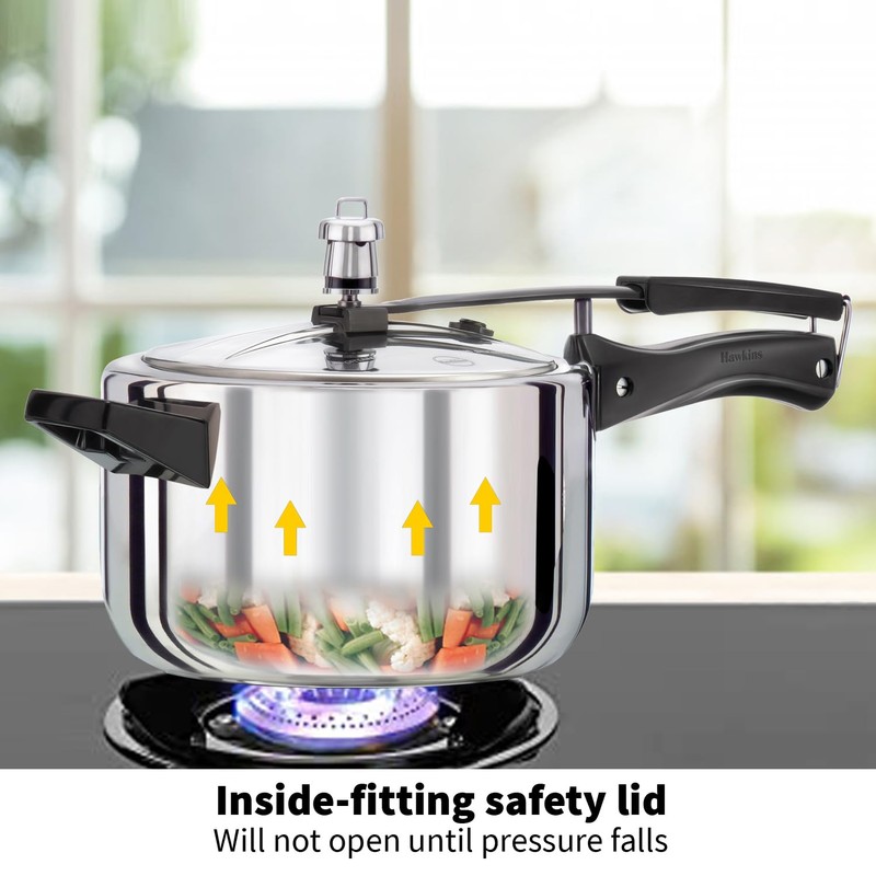 Hawkins 4 Litre Pressure Cooker, Stainless Steel Inner Lid Cooker,