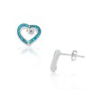 925 Sterling Silver Blue Turquoise-Tone Simulated Opal Open Love Heart