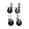 4-Pack 5" Scaffolding Swivel Casters (1-1/4" Square Stem with Pin)